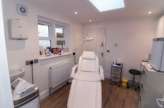 Interior clinic photo of the EH Medical Cosmetics treatment room in Cowes, Isle of Wight.