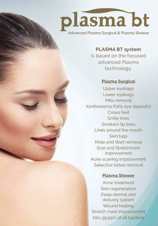A list of the areas of the body and conditions that can be treated with Plasma BT at the EH Medical Cosmetics clinic in Cowes, Isle of Wight.